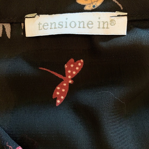 Black vintage blouse with fireflies pattern - Picture 5 of 7